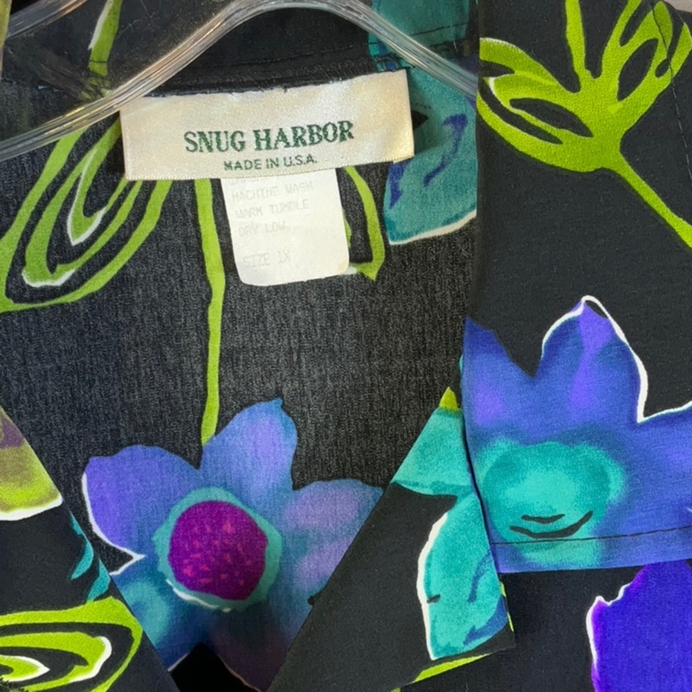 Snug Harbor Vintage Black Purple Blue 2 Piece Skirt Set Button Down Top Size 1XL - Picture 3 of 8